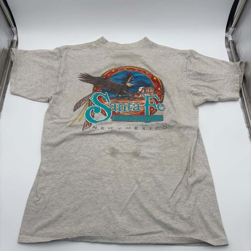Harley Davidson Santa Fe New Mexico T-Shirt Size L Gray Vintage 1999